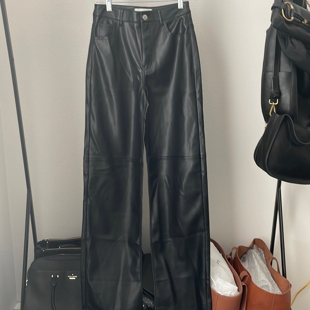 Mango faux leather trousers
